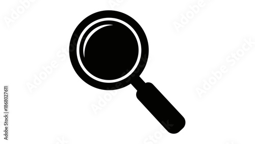Simple black magnifying glass icon on white background.