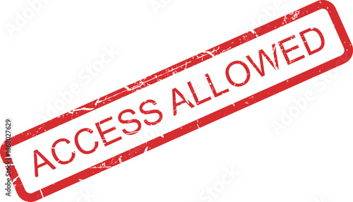A rectangular red rubber stamp with the bold uppercase text ACCESS ALLOWED is visible on a white background