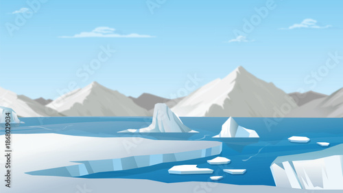iceberg in antarctica
Arctic Iceberg Landscape with Floating Ice Sheets
