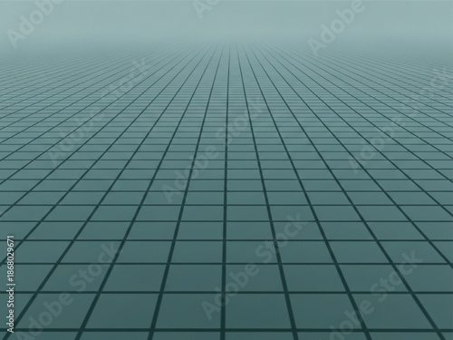 Teal grid pattern extending into the distance