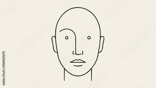 Minimalist Line Drawing of a Human Head and Face.