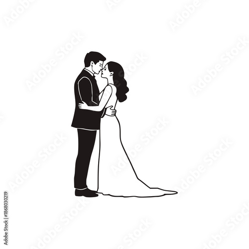 Stylish “Just Married” text design symbolizing eternal love and togetherness, ideal for wedding invitations, signs, banners, cards, romantic décor.