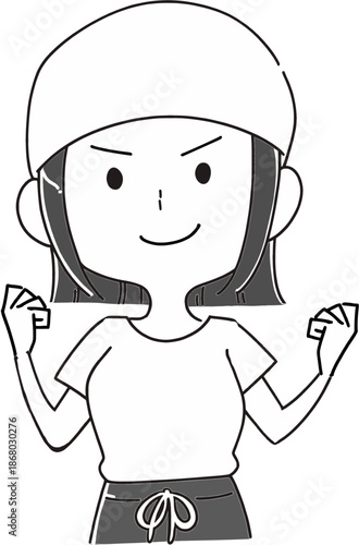 気合を入れる居酒屋女性店員