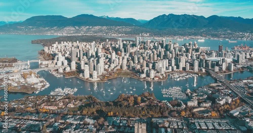 Wallpaper Mural Aerial hyperlapse of  Vancouver cityline, Canada. Torontodigital.ca