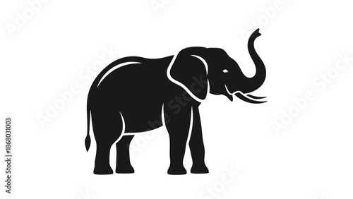 Majestic African Elephant Vector Silhouette Stencil Line Art