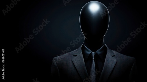 Dark, shadowy figure in suit, faceless