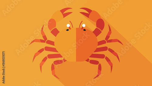 Cute cartoon vector illustration of a red shrimp character and funny marine crustacean seafood icon with a shell isolated on a white background