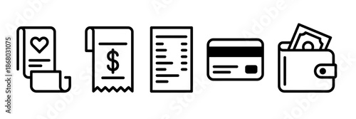 Set of flat design finance and communication icons isolated on transparent background