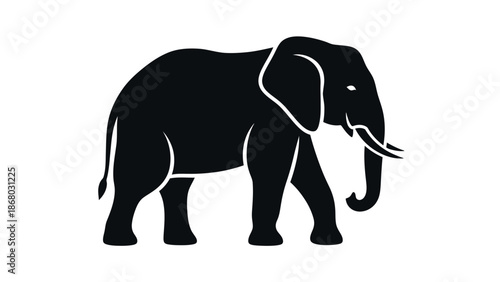 Monochrome African Bush Elephant Silhouette Vector Illustration Design