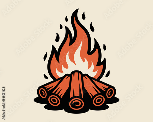 A cartoon illustration of a burning campfire.