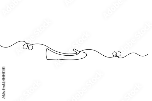 Continuous one line drawing of a shoe with minimalist style isolate outline vector