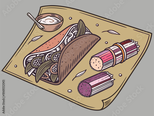 Artisan Sausage and Cold Cuts Illustration
