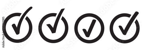 Check mark icon button set. check box icon with right or correct buttons and yes checkmark tick box icons - checkbox symbol sign. editable strokes. vector illustration