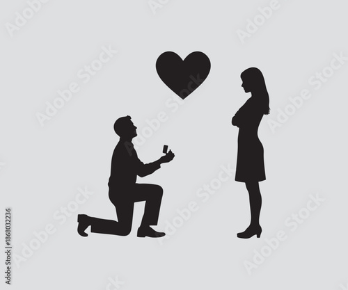 Man proposing to woman with Love heart.