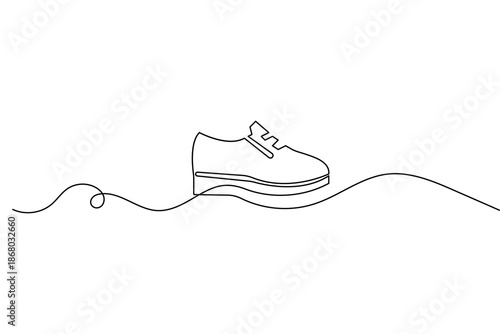 Continuous one line drawing of a shoe with minimalist style isolate outline vector