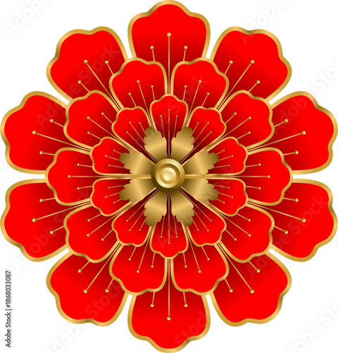 Imlek, A decorative flower design suited for cultural, festival, or jewelry branding applications.