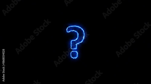 Neon Blue Question Mark Animation for Inquiry, Help, and Mystery Themes
