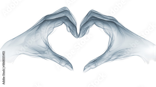 Heart shape formed by cloud hands isolated on transparent background