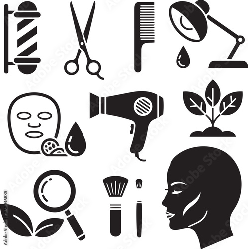 Beauty and grooming set barber pole scissors comb desk lamp