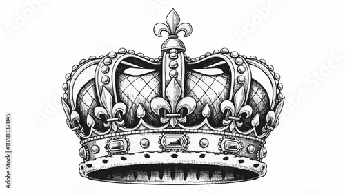 Detailed illustration of a royal crown with ornate embellishments.