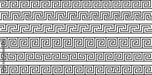 Horizontal Greek Meander Pattern Borders in Various Sizes and Styles Keywords: greek meander, meander pattern, greek key, greek border, greek