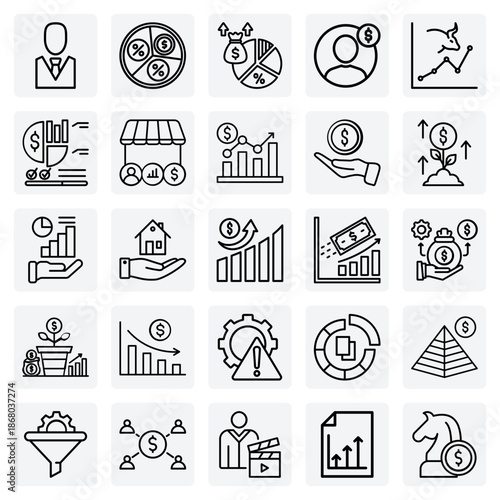 Economic Performance Visuals – Stock Market, Profit, Recession, And Capital Concepts For Business And Financial Presentations