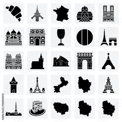 The Essence Of Paris And French Lifestyle – Combining Famous Monuments With Cultural Staples Like Croissants And Wine Glasses