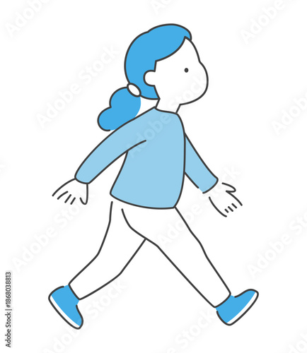 歩く女性のイラスト　ベクター