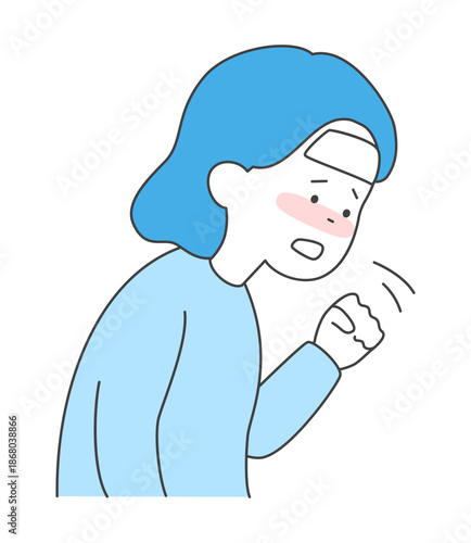 咳き込む女性のイラスト　ベクター