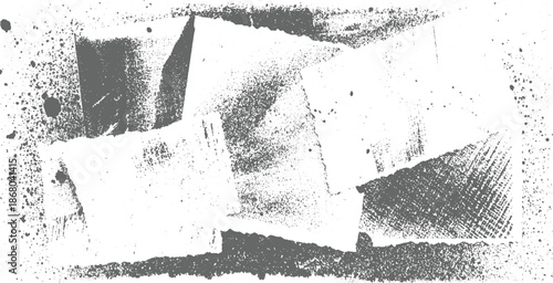 Textured grunge overlay with distressed paint strokes and scattered ink splatters creating a rough artistic background effect