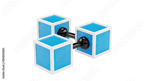 Three Interconnected Blue Cubes