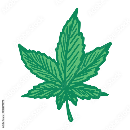 Hand drawn cannabis leaf Medicine marijuana Hemp leaves clipart in doodle style Single element for print, web, design, decor
