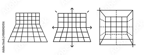 Abstract grid perspective transformation spatial representation