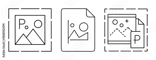 Digital image and presentation file icons for multimedia and data