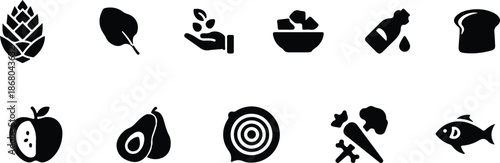 fruit black icon set illustration collection design art 