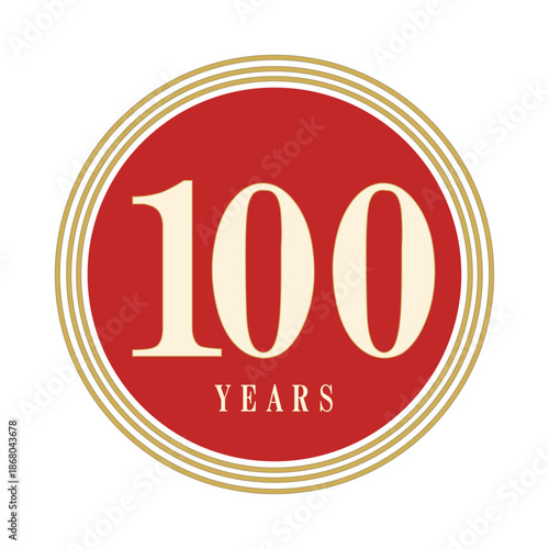 100 Years – Longevity Celebration Year Badge Icon, Traditional Japanese Style