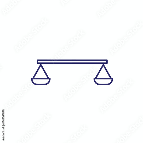 A simple blue line icon of a balance scale, presented on a white background. Perfect for fintech, corporate, and investment presentations.