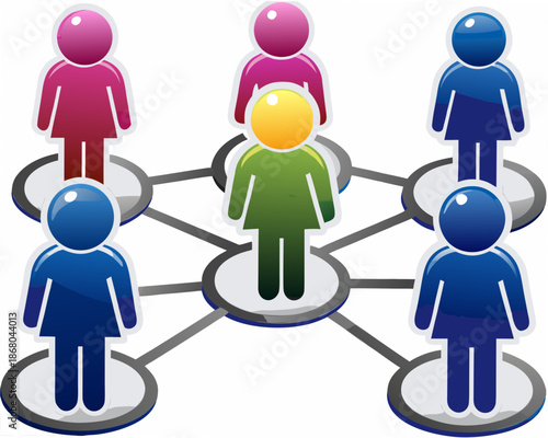 Diverse group of people connecting in a network