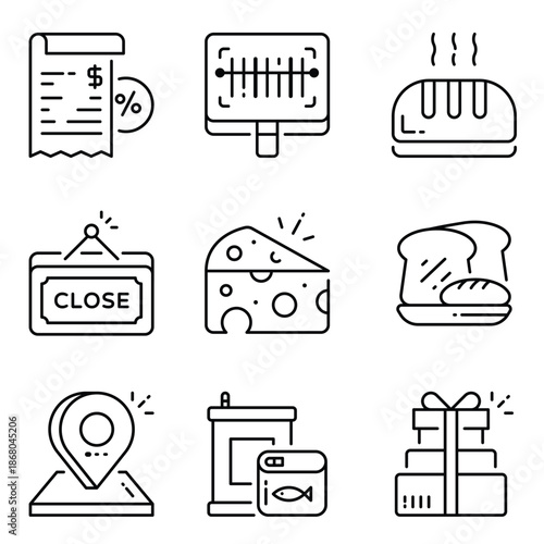 Grocery Vector Outline Icon Set 2