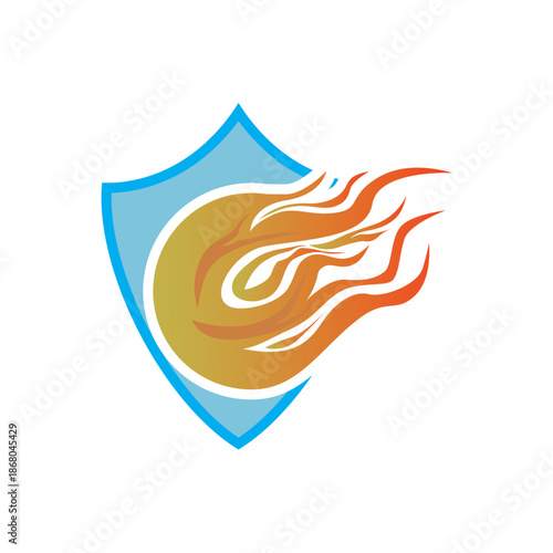 fireball and shield icon
