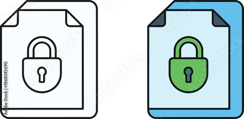 Secure Document File with Lock Note Icon Flat Vector Illustration for Data Protection Privacy Security and Encrypted File Concept