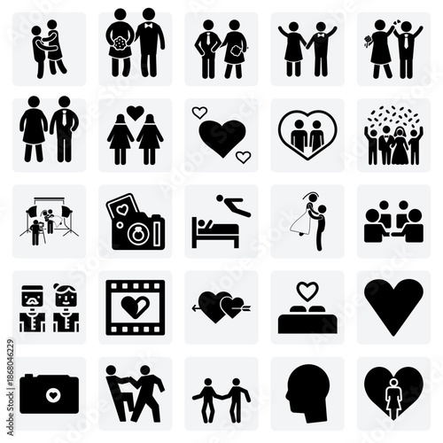 Happy Couples In Love – Illustrations Of Romantic Moments, Photoshoots, And Joyful Partnership For Lifestyle Designs.