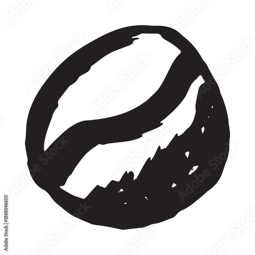 Hand drawn fresh roasted coffee bean Arabica robusta seed doodle Single element for print, web, design, decor