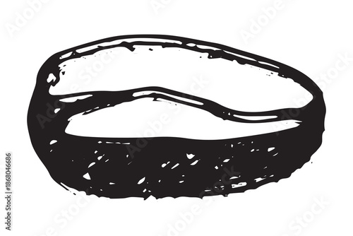 Hand drawn fresh roasted coffee bean Arabica robusta seed doodle Single element for print, web, design, decor