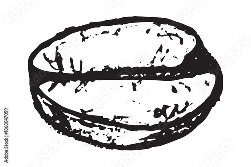 Hand drawn fresh roasted coffee bean Arabica robusta seed doodle Single element for print, web, design, decor