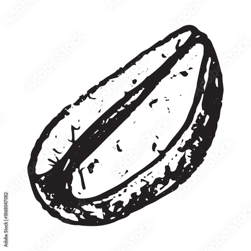 Hand drawn fresh roasted coffee bean Arabica robusta seed doodle Single element for print, web, design, decor