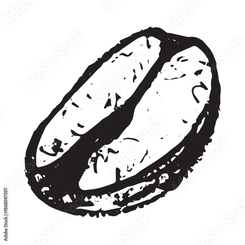 Hand drawn fresh roasted coffee bean Arabica robusta seed doodle Single element for print, web, design, decor