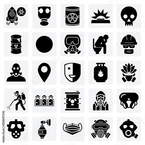 Biohazard And Chemical Danger – Gas Masks, Poisonous Substances, And Radioactivity Warnings For Emergency And Safety Signage