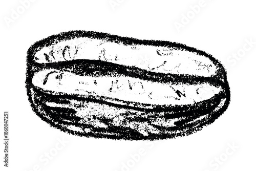 Hand drawn fresh roasted coffee bean Arabica robusta seed doodle Single element for print, web, design, decor