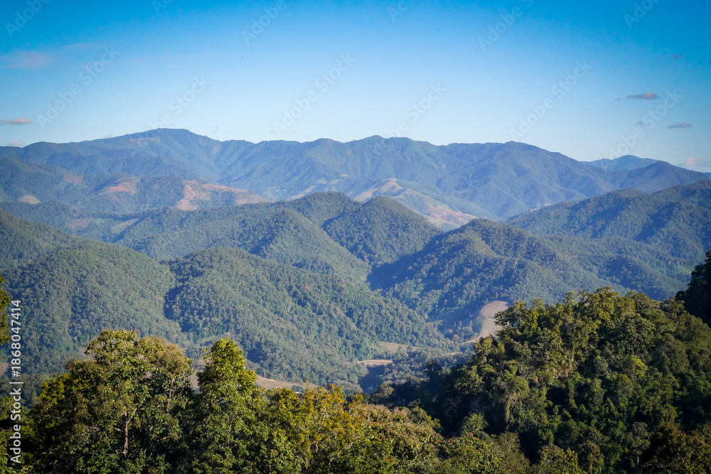 Fototapeta premium atmosphere mountain in the morning with dramatic tone